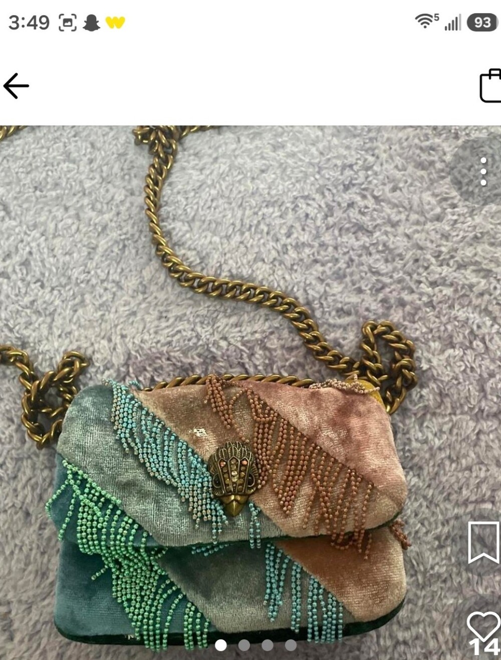 Kurt Griger Mini Fringe Velvet Beaded Chain Shoulder Bag Rare - Picture 6 of 10